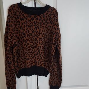 Melrose and Market Brown and Black Leopard Sweater